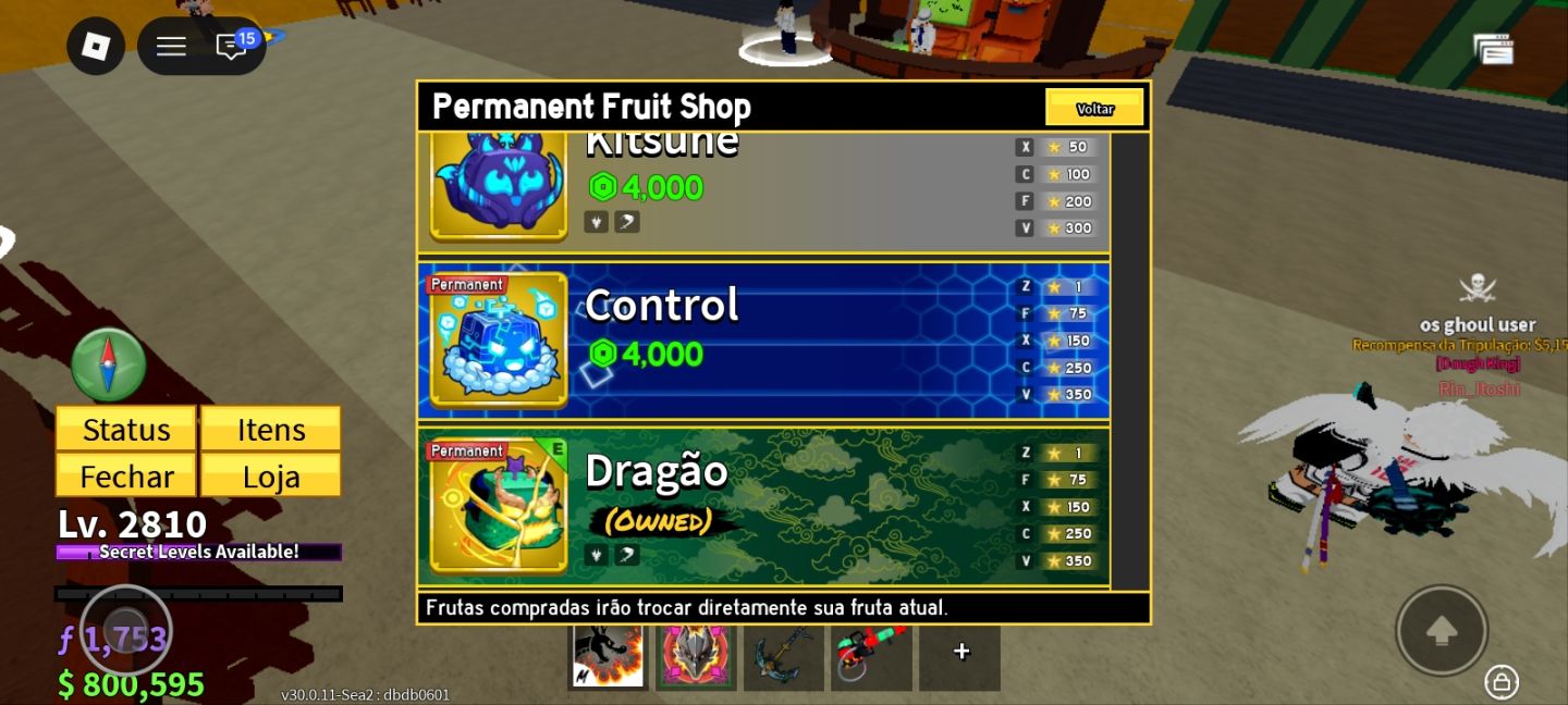 Conta blox fruits com DRAGON permanente [MELHOR PREÇO DA GGMAX!!!]