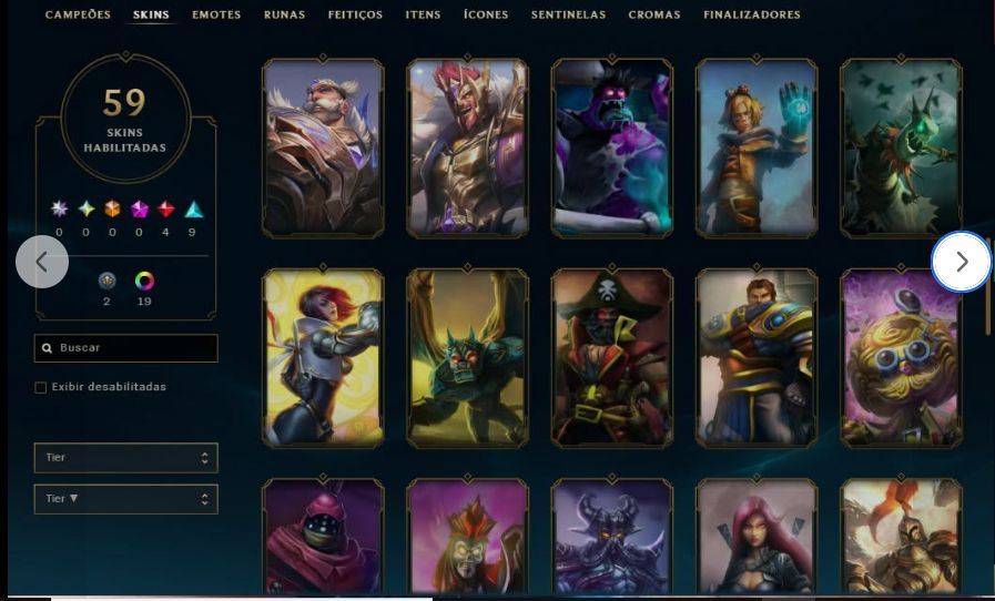 CONTA LEAGUE OF LEGENDS - PRATA II / OURO 4 59 Skins habilitadas, incluindo opç