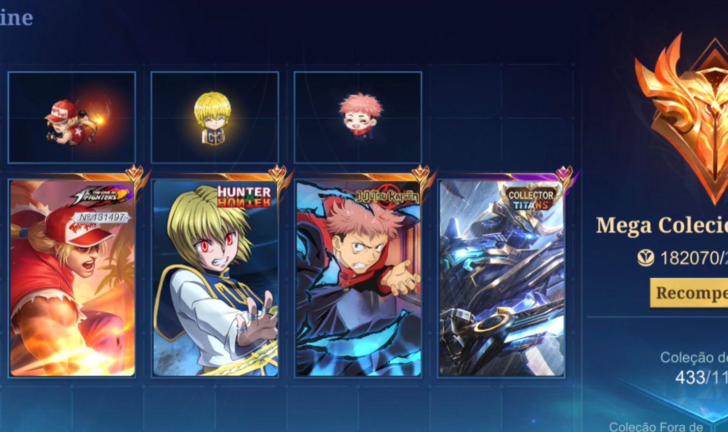 Conta MLBB com skins exclusivas como KOF, Jujutsu KAISEN e outras skins raras