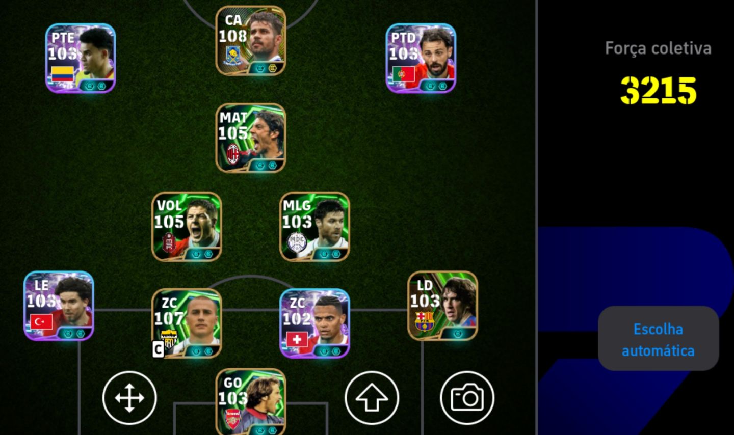 CONTA EFOOTBALL | CANNAVARO 107 + DIOGO COSTA 108 + GERRARD 105 | 3215 DE FORÇA