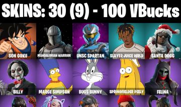 CONTA FORTNITE COM 30 SKINS SON GOKU/DASHA/TBD/VANGUARD/AURA/RENEGADE RAIDER