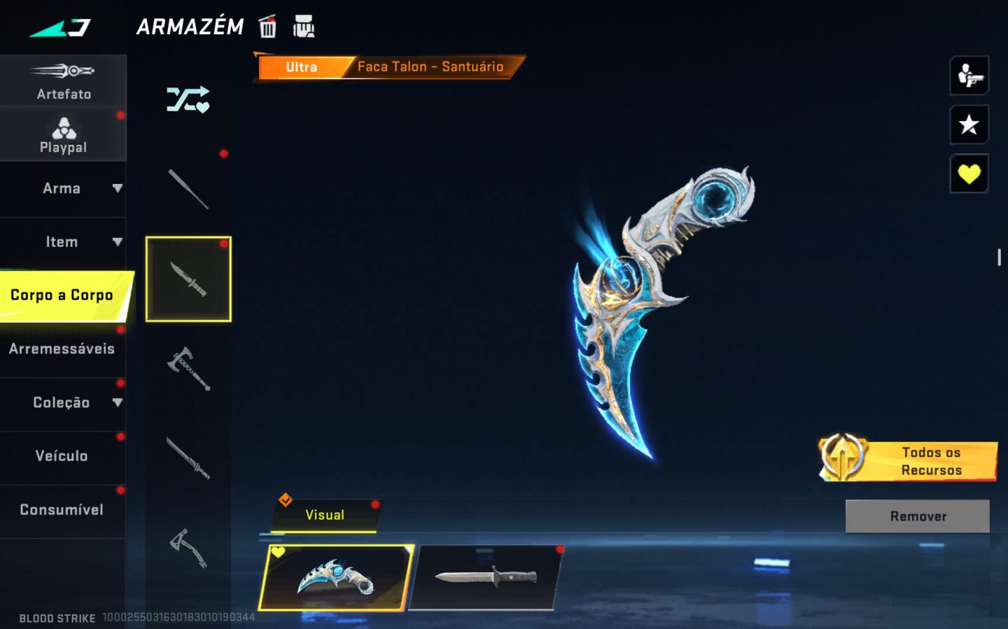 Conta top de bloodstrike com faca talon santuário