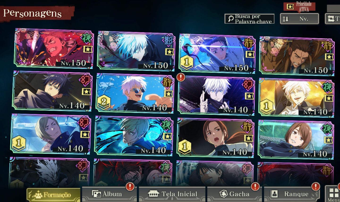 Conta JJK Parede 8 Limitado End game MUITO BEM UPADA 16K cubos Gojo 0.2 mahito