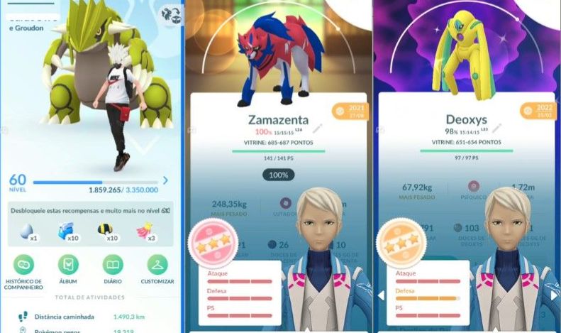 CONTA POKEMON GO LEVEL 60 | 132 LENDARIO | 114 BRILHANTE | ZAMAZENTA IV 100