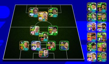 Conta efootball mobile com skin do Messi beijando a chuteira
