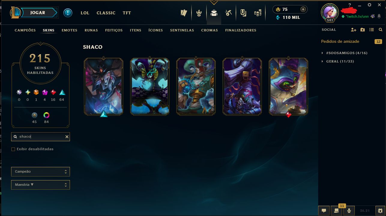 CONTA LVL 541, DIAMOND 2 COM 215 SKINS E TODOS PERSONAGEM