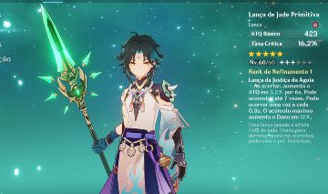 Conta AR53 | Xiao + BIS (Lança de Jade) + Zhongli + Shenhe + Arlecchino