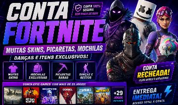 CONTA FORTNITE INSANA + EPIC GAMES RECHEADA DE JOGOS | ENTREGA IMEDIATA!!!