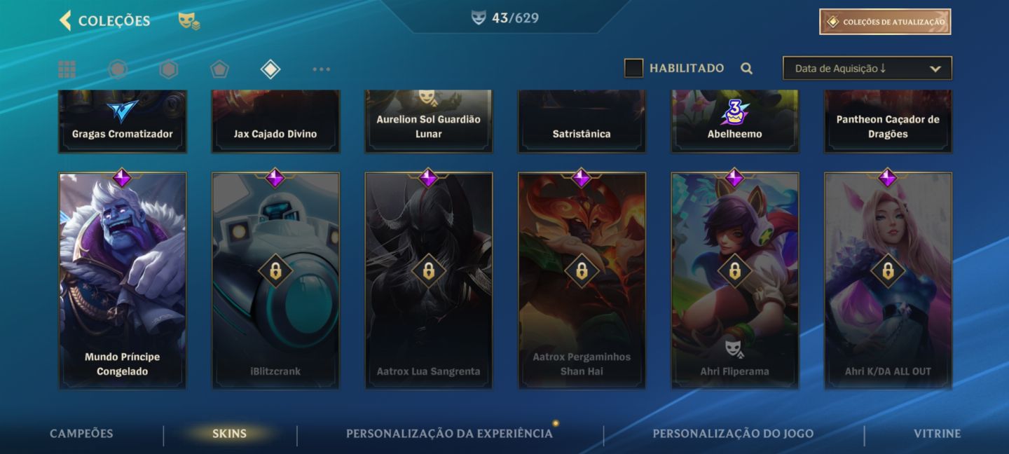 Conta Wild Rift Grãomestre/Main Jax 43 Skins + Skins Exclusivas