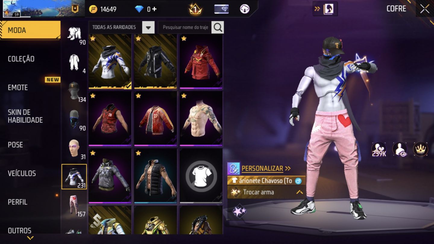 Conta free fire gemada itens raros conta 5 anos de free fire