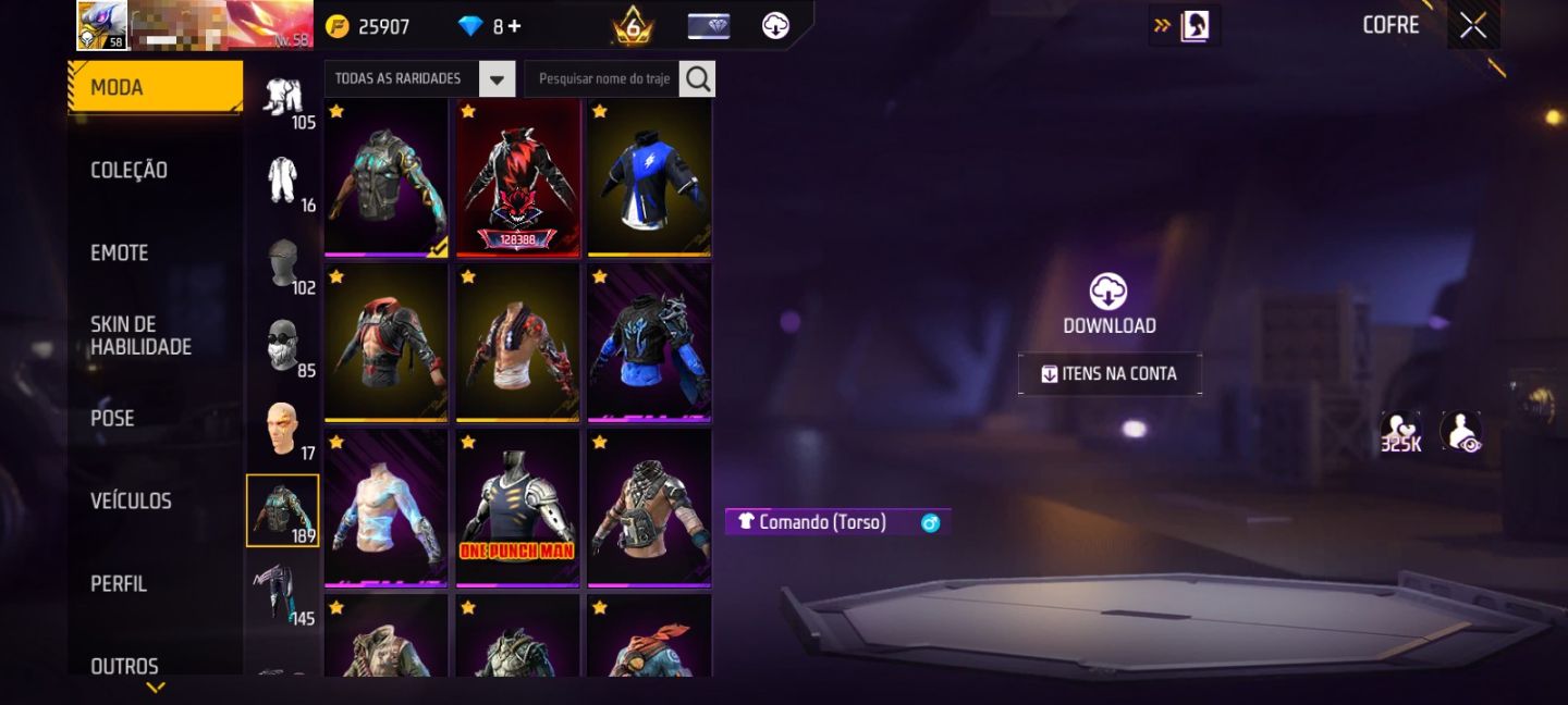 CONTA DE FF MUITO GEMADA COM ANIMAÇAO DE QUEDA PRIME 6