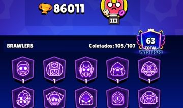 Conta Brawl Stars 86k,42 hipercargas,105 brawlers e algumas skin raras