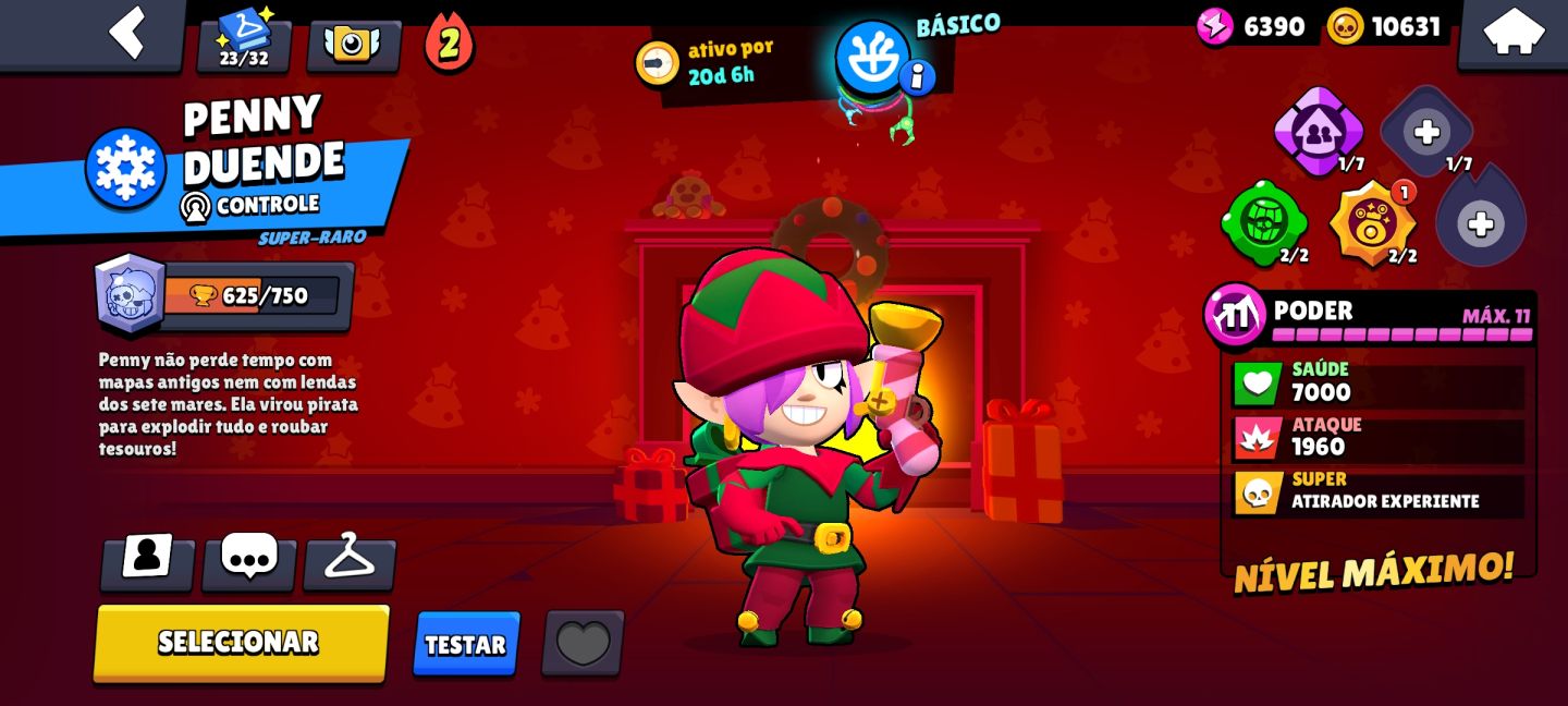 CONTA BRAWL STARS 76K TROFÉUS, COM VÁRIAS SKINS RARAS( BIBI HERÓICA)SHELLY BRUXA