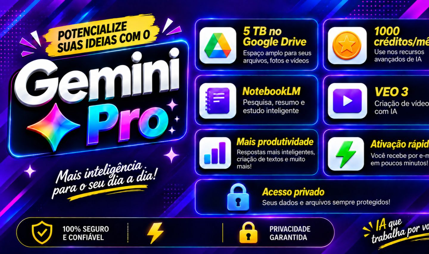Google Gemini Ai Pro Com 5tb Drive Digital