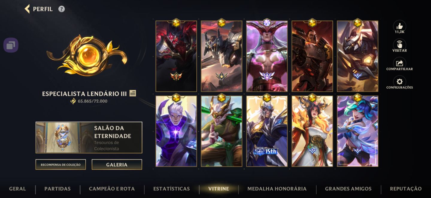 CONTA WILD RIFT MONARCA/LENDA 65,8K COLECÃO MAIN TOP