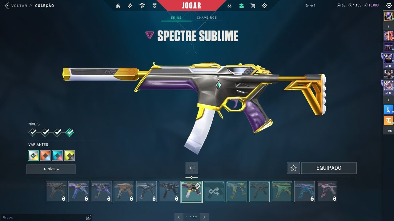 CONTA VALORANT, atualmente platincom muitas skins.