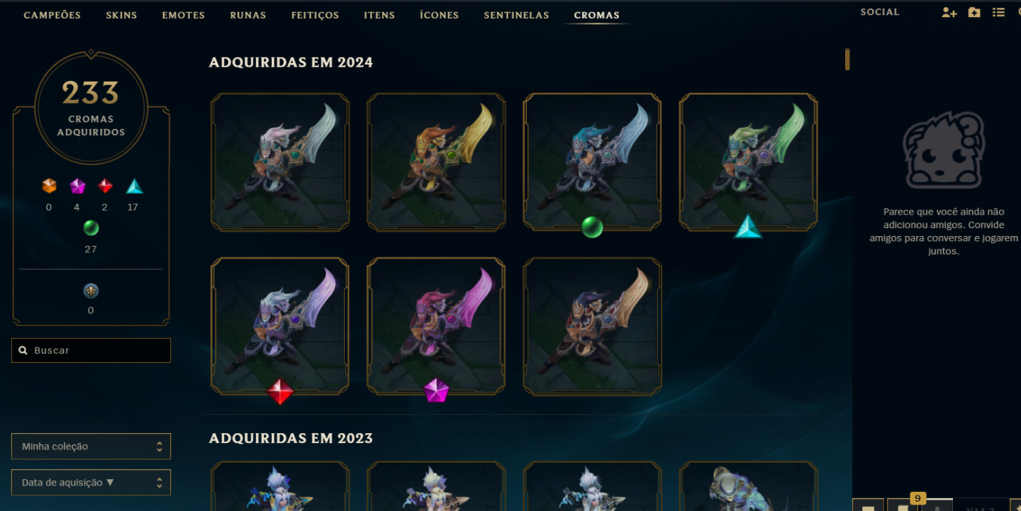 Conta lol D2, 949 skins.