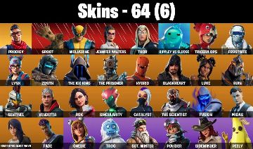 CONTA FORTNITE COM 64 SKINS PRODIGY/GROOT/STRATUS/JULES/TROG/EMBER/DEMI