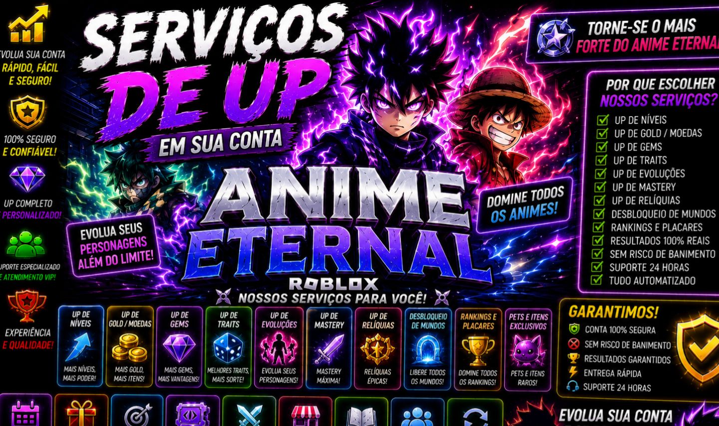 SERVIÇOS DE UP EM SUA CONTA ANIME ETERNAL | ROBLOX