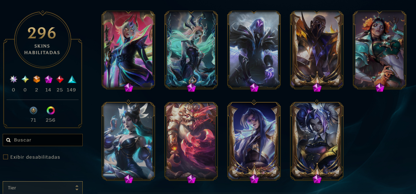 Conta do lol com 2 skins miticas e outras 294
