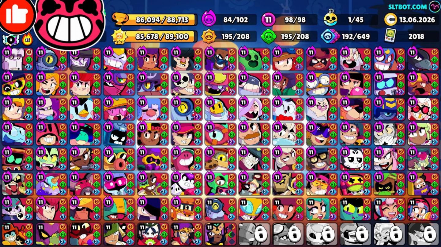 CONTA BRAWL STARS VETERANA (2018) | 86K TROFÉUS | 98 BRAWLERS NÍVEL 11