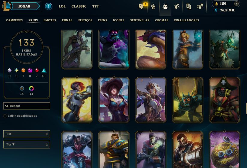CONTA LOL LEVEL 219, COM 133 SKINS PRATA 1 FULL ACESSO E ENVIO RÁPIDO