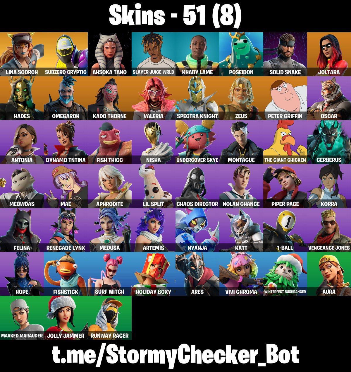 51 SKINS - HEROINA - TRYHARD - SLAYER JUICE WRLD - 1.650 V-BUCKS