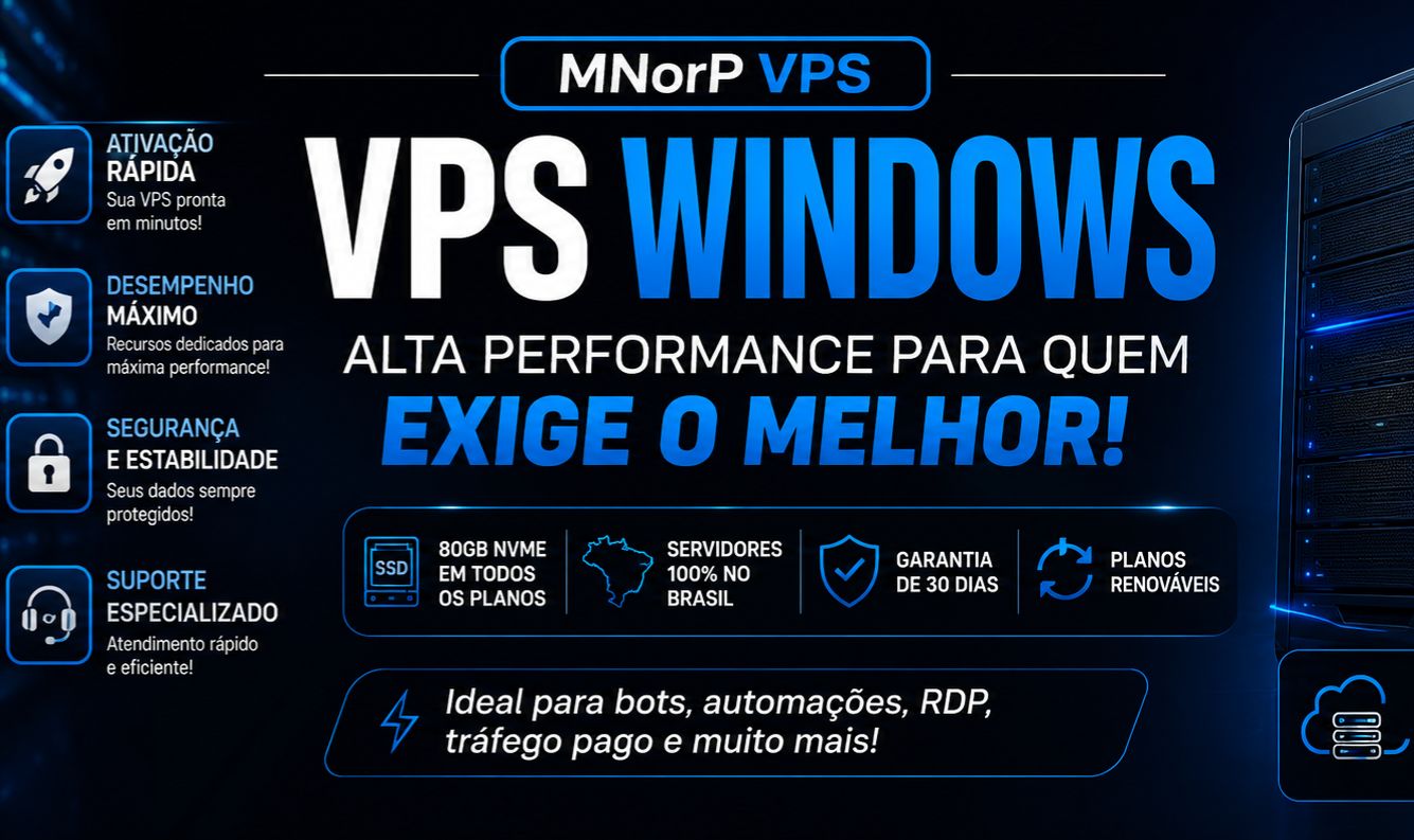 VPS WINDOWS BRASIL ALTA PERFORMANCE COM NVME E GARANTIA