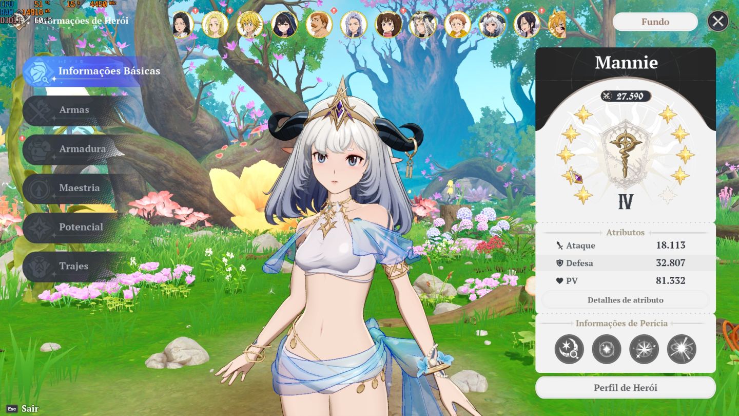 Conta com Merlin P10, Ban P10, Elizabeth P10, Todos SSRs , 7DS ORIGIN