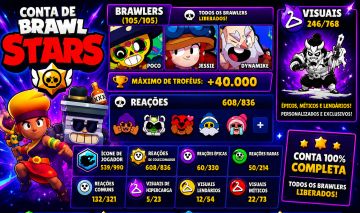 CONTA DE BRAWL STARS 100% completa, muitas skins e troféus