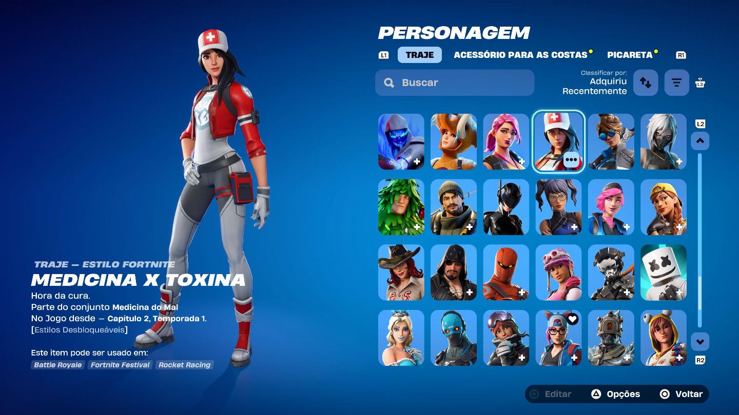Conta de Fortnite antiga com 169 skins desde a temporada 3