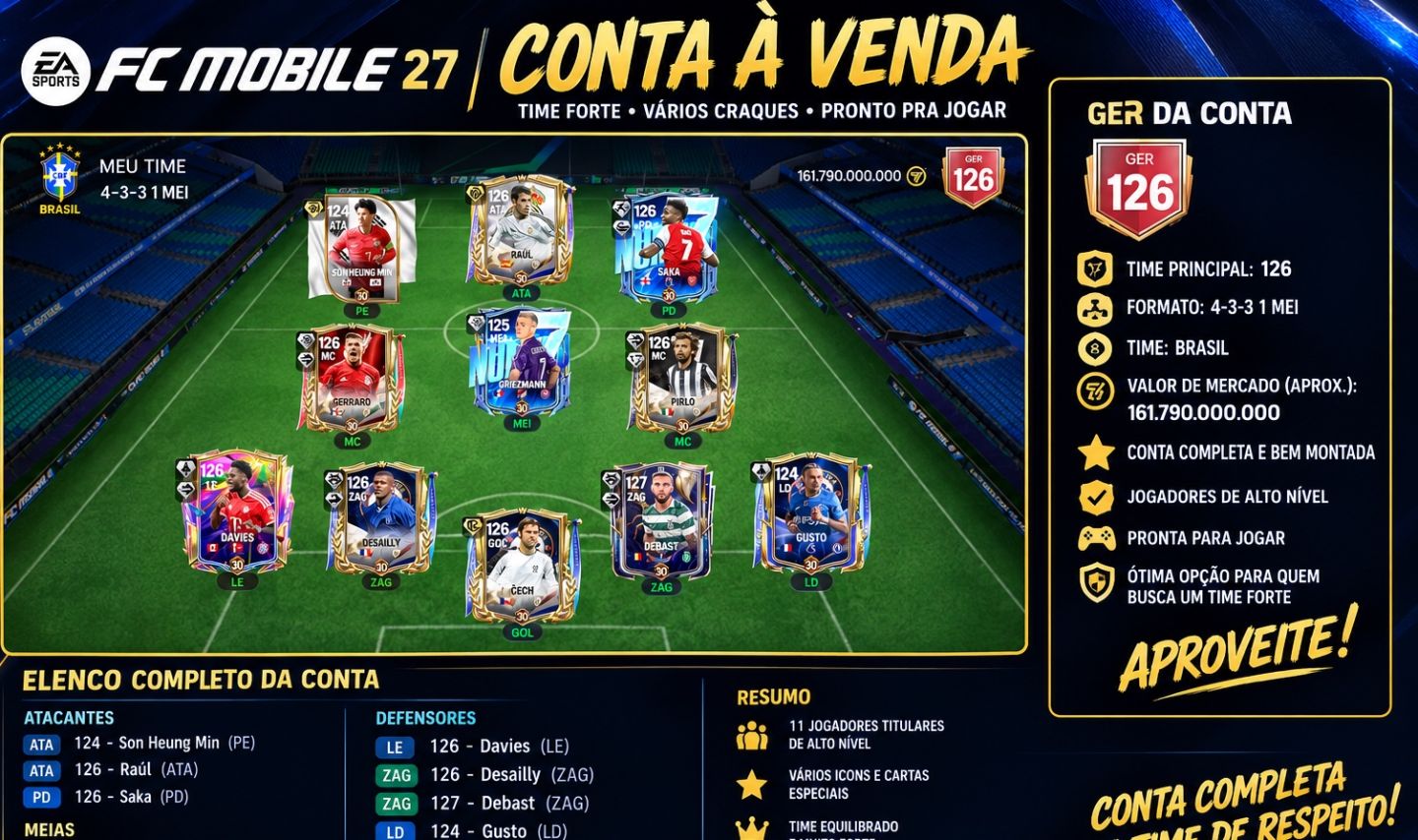 CONTA FC MOBILE 27 GER 126 | TIME FORTE | 161 BILHÕES