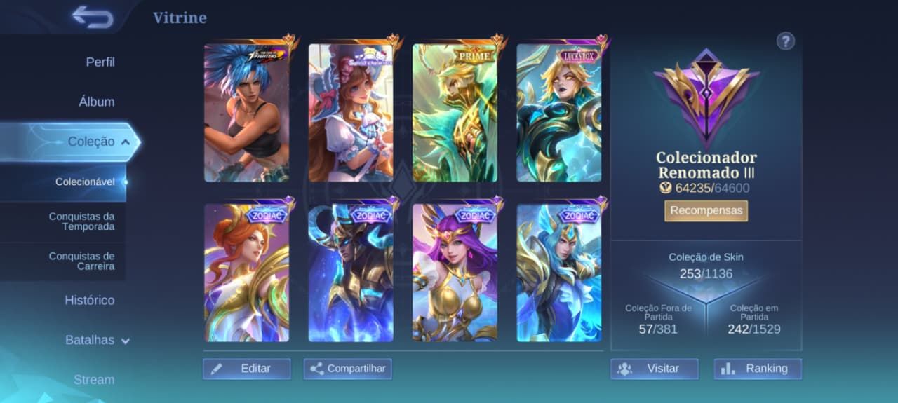 CONTA MLBB | GRANGER M7 PRIME | EUDORA LUCKYBOX | 7 ZODIAC | 253 SKINS.