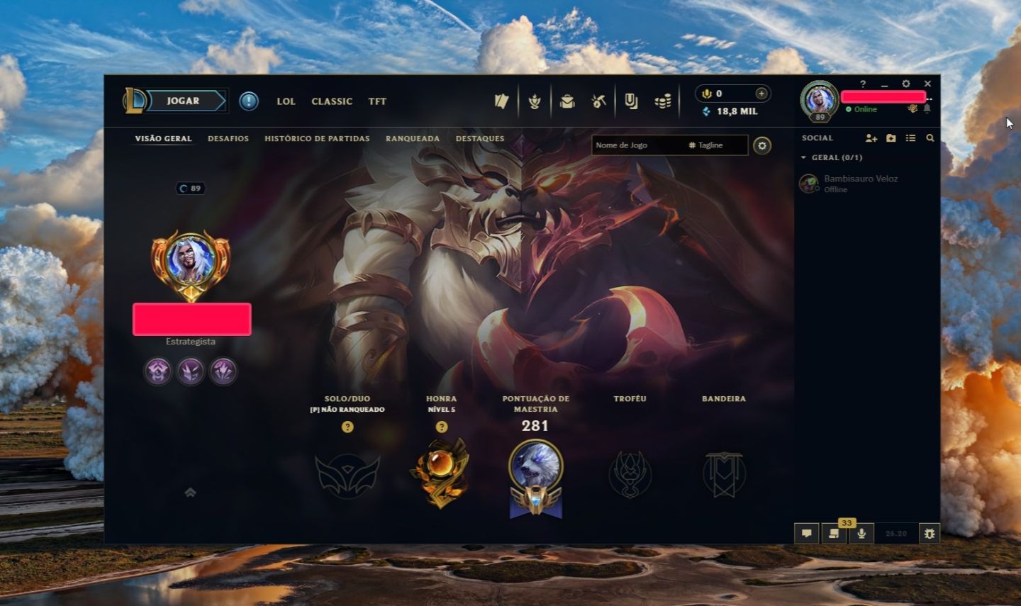 CONTA LEAGUE OF LEGENDS | NÍVEL 89 | VOLIBEAR DRAGÃO DA DUALIDADE PRESTÍGIO