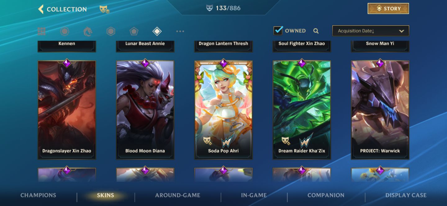 Conta lv164, grão mestre c 133 SKINS.