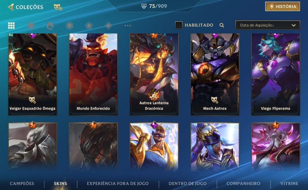 CONTA WILD RIFT, AATROX LANTERNA DRACONICA, 75 SKINS, MAESTRIA 7 AATROX, BRASIL