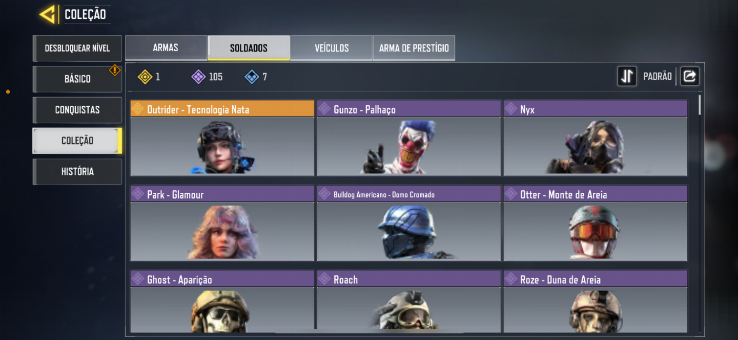 Conta cod com 4 míticas entre outros personagens