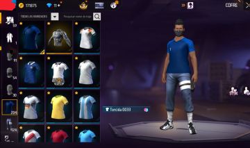 FF Top! Conta com Camisas de Time, Várias Skins e Emotes