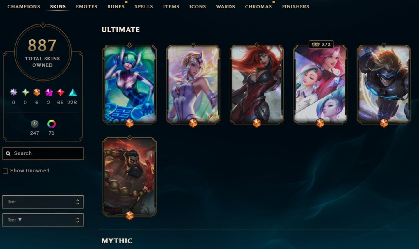 887 SKINS, 74 CHROMAS - CONTA DE LEAGUE OF LEGENDS