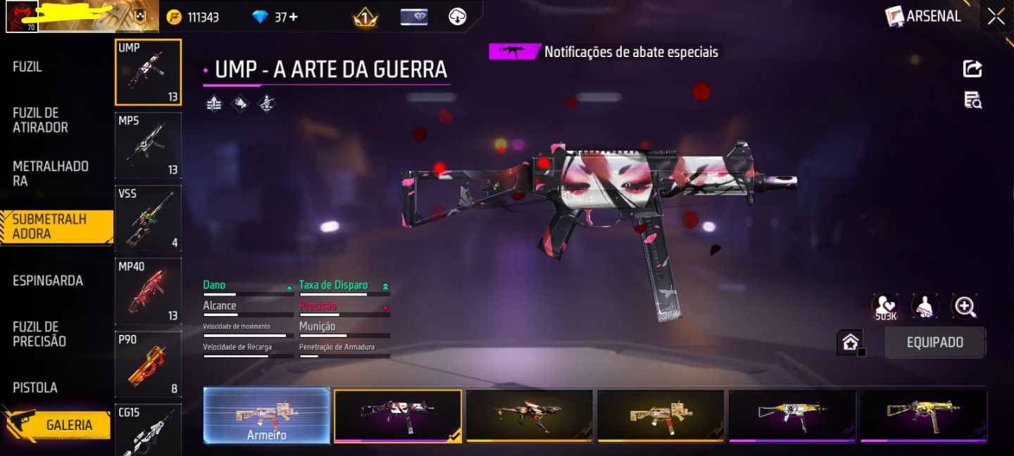 CONTA DE FREE FIRE COM MELHOR UMP ATRIBUTADA DO JOGO!