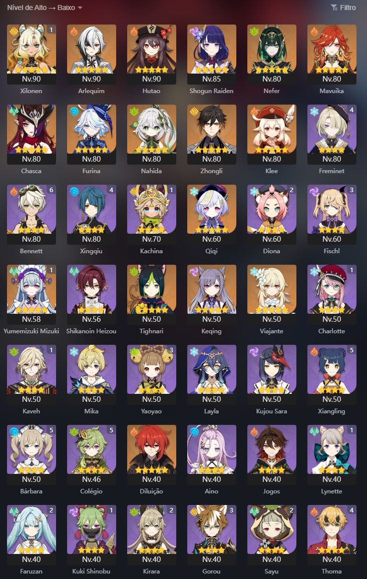 CONTA GENSHIN | ARLECCHINO+ HU TAO+ XILONEN C1 | RAIDEN FURINA NAHIDA MAVUIKA