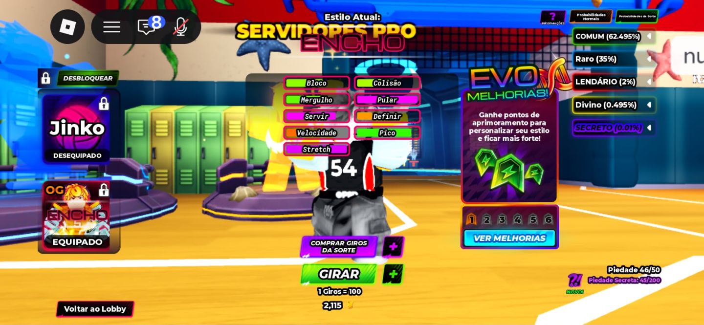 Conta de roblox volleybol legends