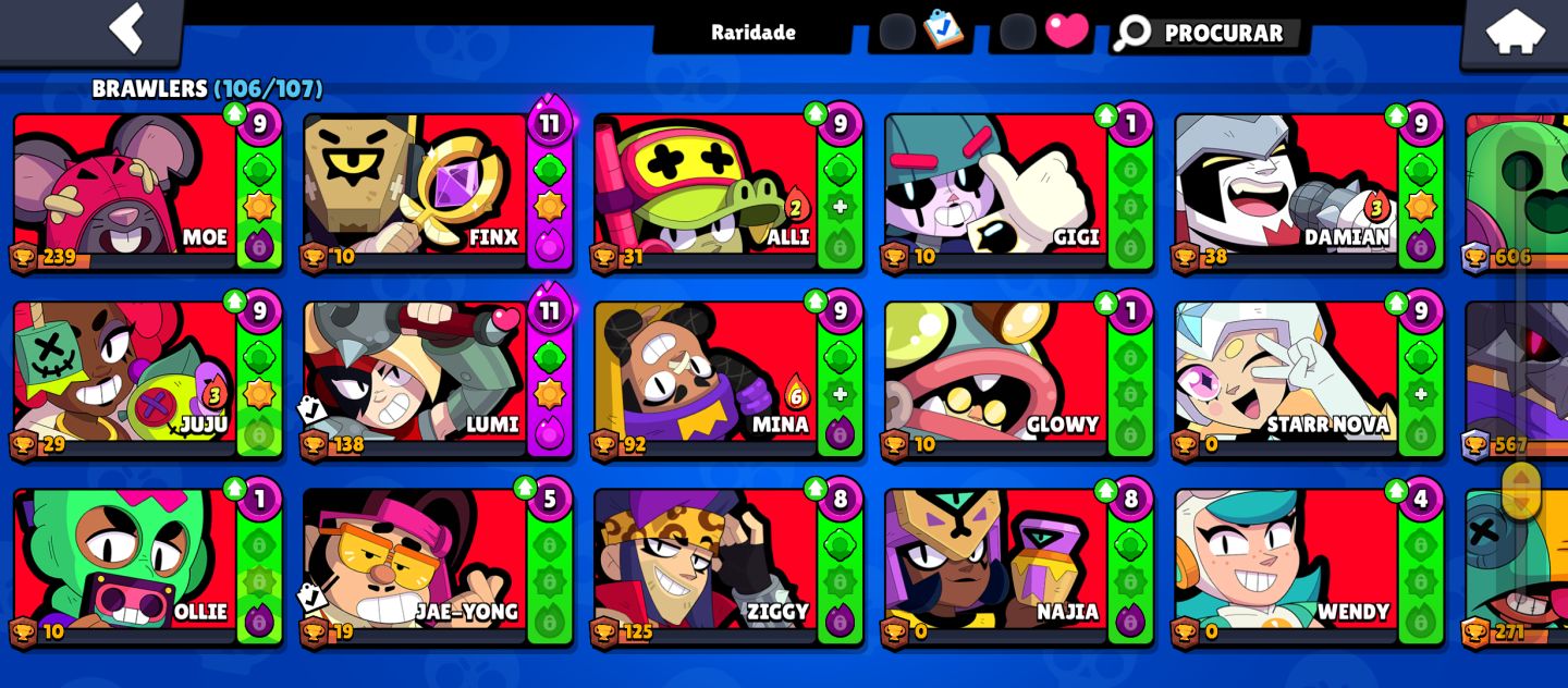 CONTA RARA DE BRAWL STARS COM MUITAS SKINS DE PARCERIA