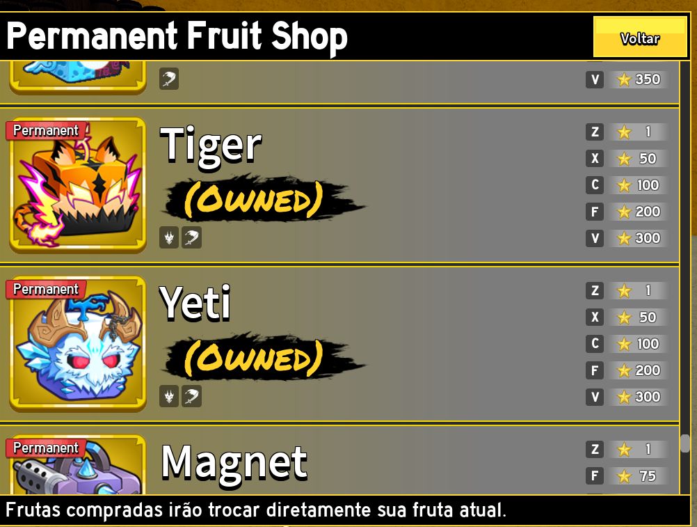 CONTA COM 15 FRUTAS PERMANENTES!!!