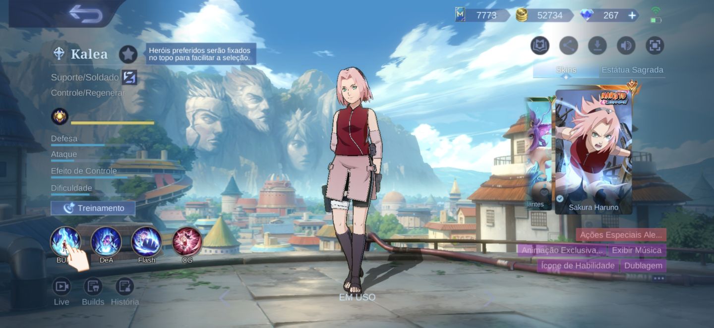 Conta Mobile Legends - Skin Sakura Haruno, Gaara, Seiya