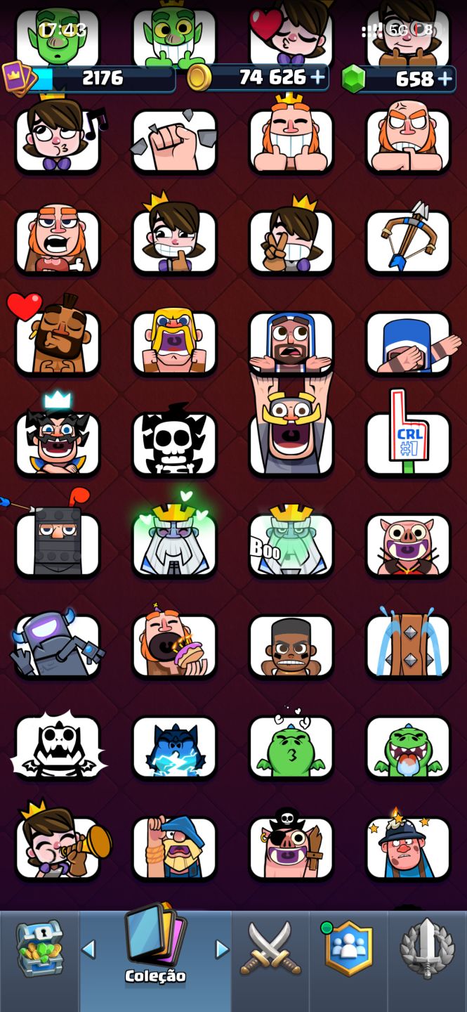 Conta de Clash Royale semi full, todas evo, 8 herois + 200 frag, 14mil trofeus