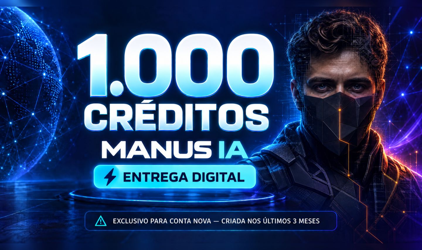 1000 Créditos Manus para contas criada nos ultimos 3 meses