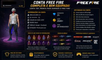 Conta free fire gemada, PREÇO A NEGOCIAR