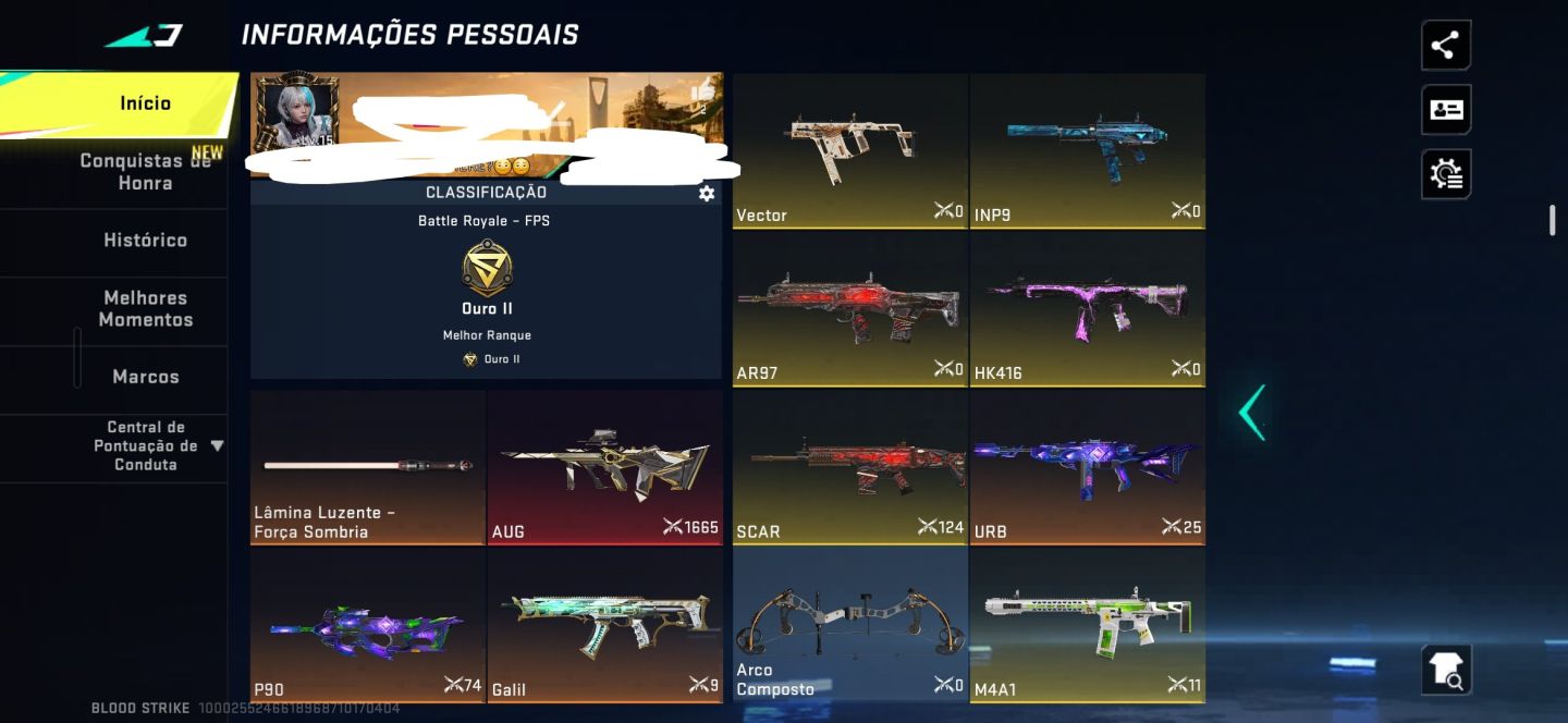 Conta blood com aug eterna+ lâmina força sombria+ultras+lendárias!