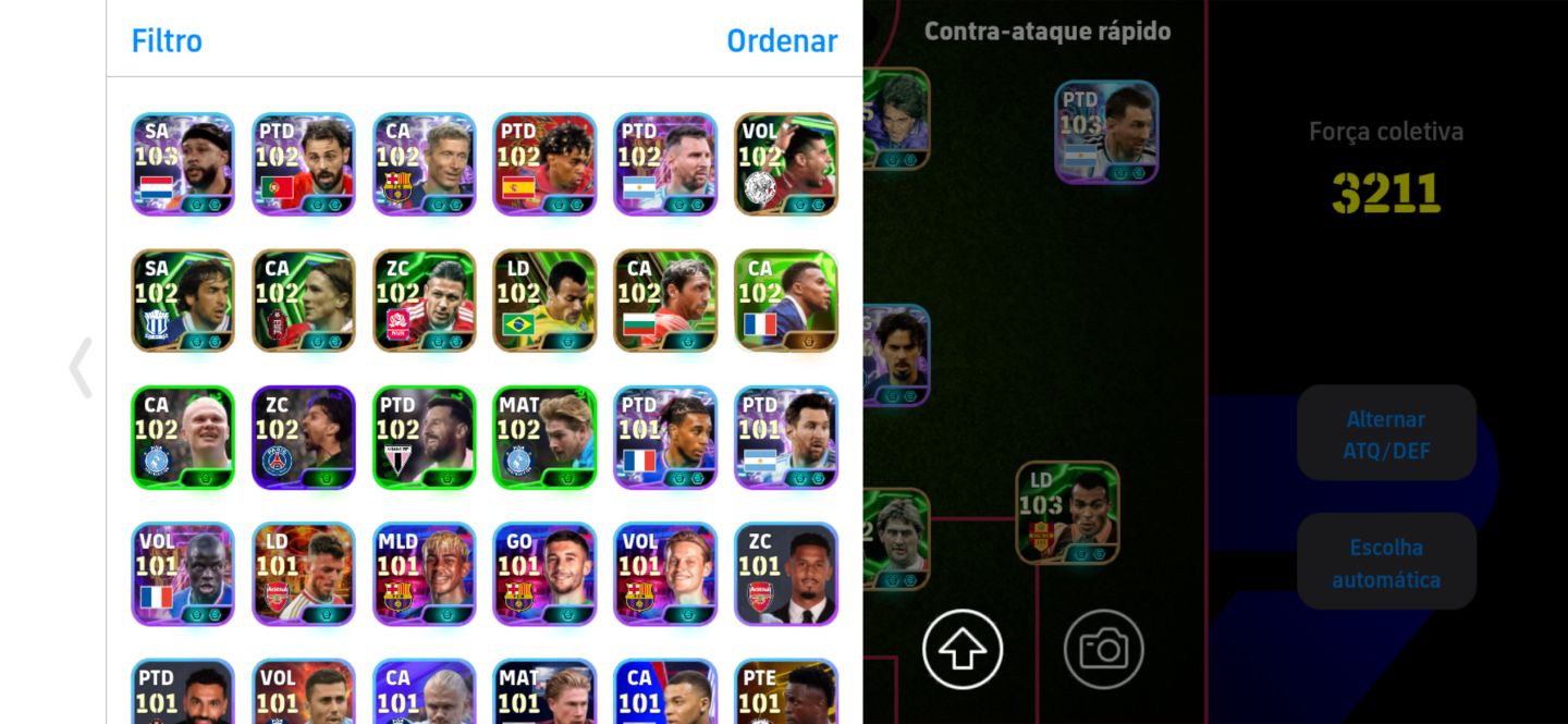 CONTA eFootball Mobile | Força 3211 | Elenco 105/106 | Muitas Cartas Especiais